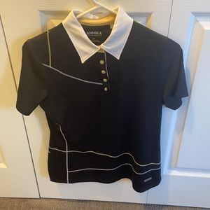 Annika Cutter & Buck Women’s Black and White Short-Sleeve Polo Shirt S